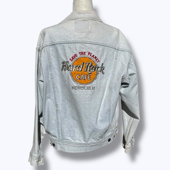 VTG 90s Hard Rock Cafe Jean Jacket S  Honolulu Grunge Streetwear Y2K Graphic - Picture 7 of 11